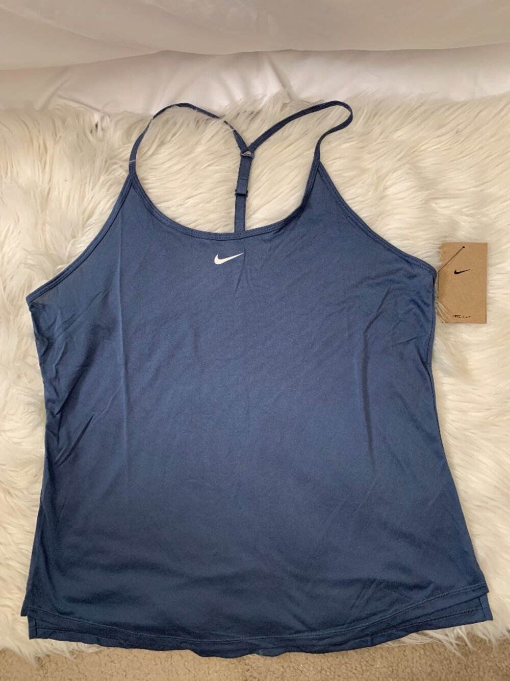 NIKE ONE Dri-Fit Training Elastika Tank Top in Dusty Blue Sz LARGE